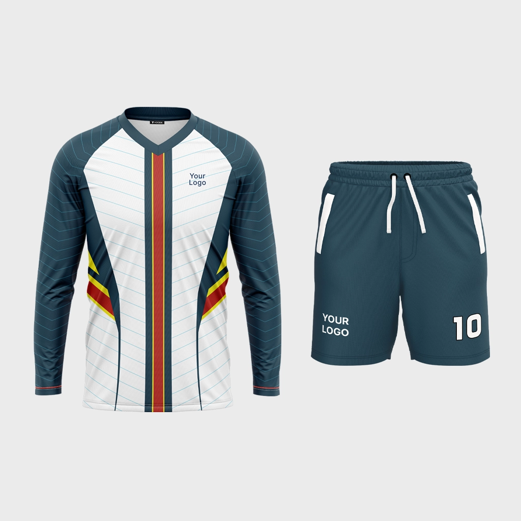 Men's V-Neck Raglan Full Sleeve Jersey + Shorts 