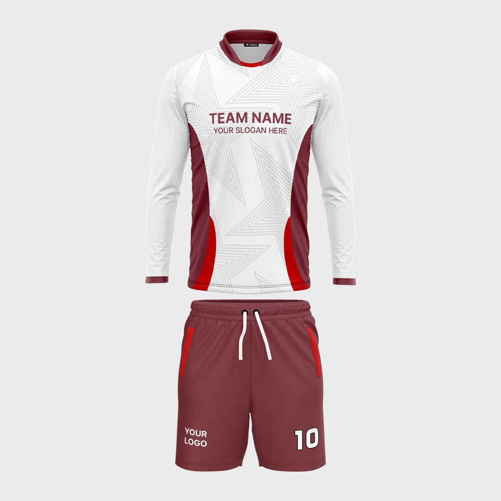 AOP Men Mandarin Collar Set-in Full Sleeve Jersey + Shorts 