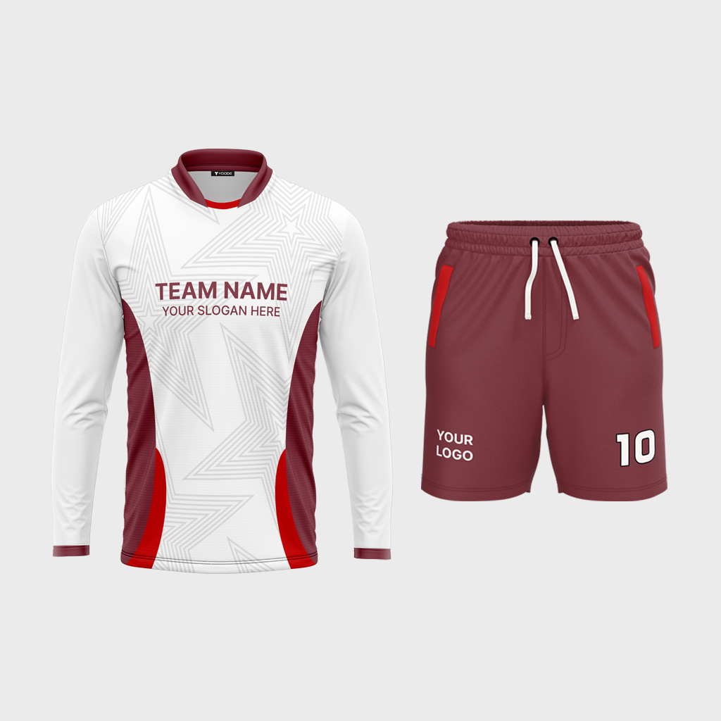 Men's Mandarin Collar Set-in Full Sleeve Jersey + Shorts 