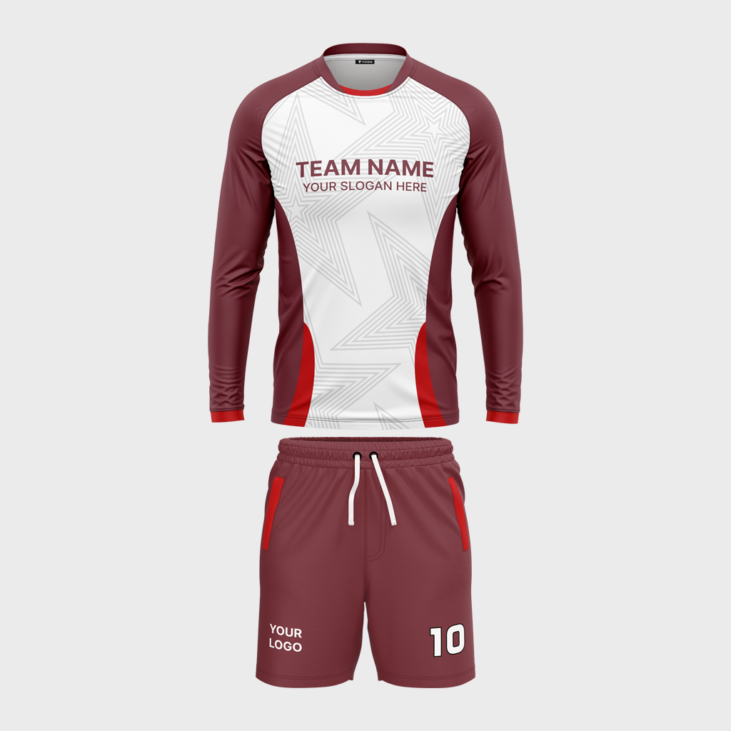 AOP Men Mandarin Collar Full Sleeve Jersey + Shorts 