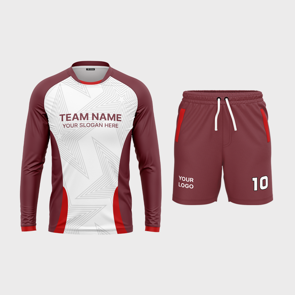 AOP Men Mandarin Collar Raglan Full Sleeve Jersey + Shorts 