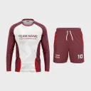 Men's Mandarin Collar Raglan Full Sleeve Jersey + Shorts 