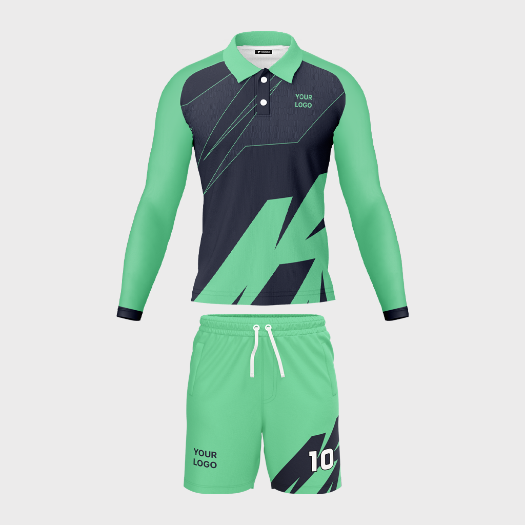 AOP Men Polo Raglan Full Sleeve Jersey + Shorts