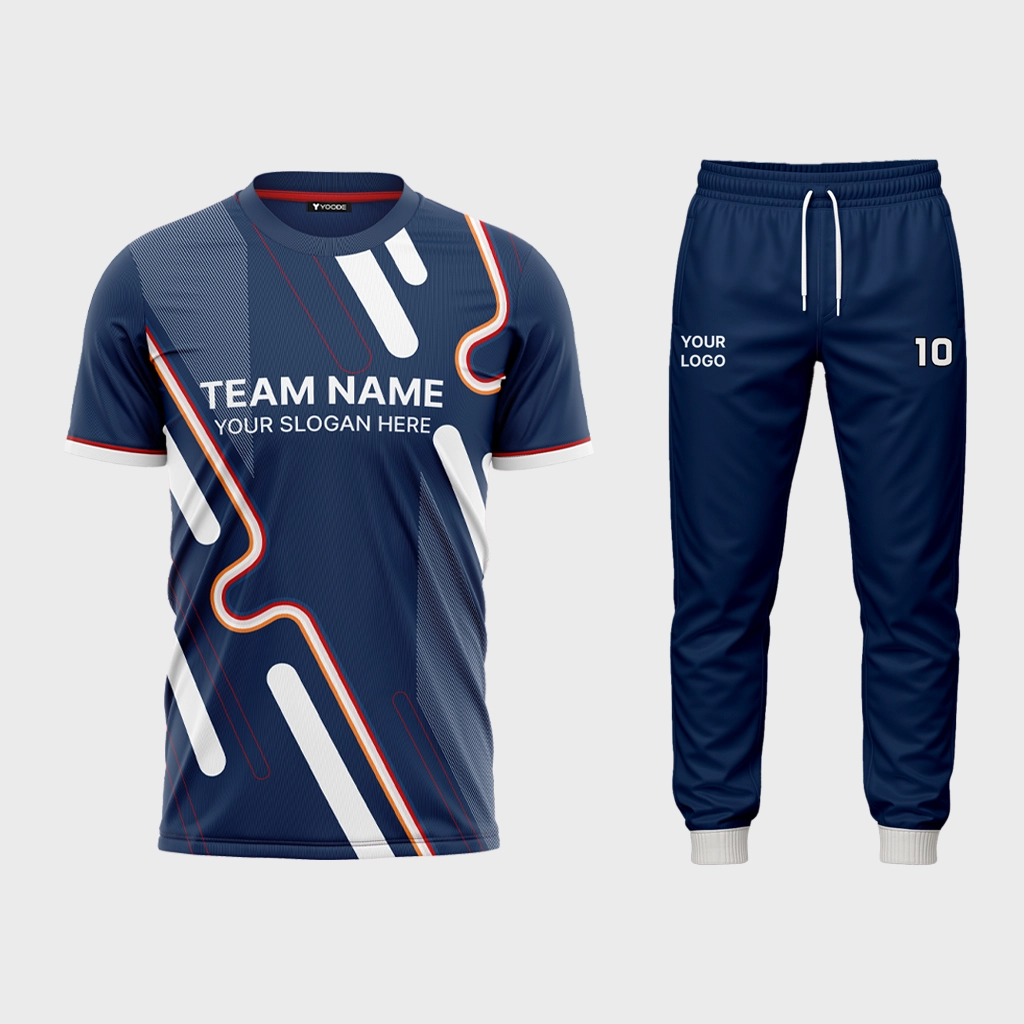 AOP Men Crew Neck Half Set-in Sleeve Jersey + Track Pants 