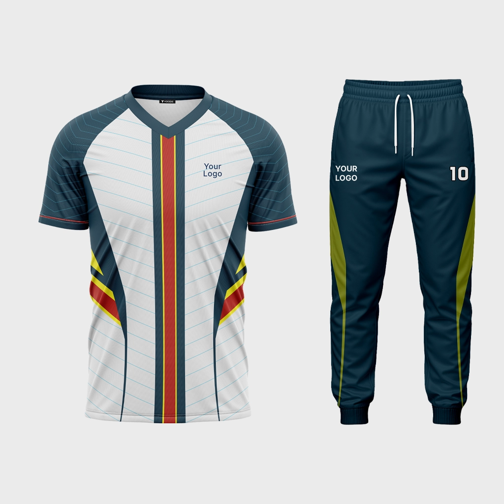 AOP Men V-Neck Half Sleeve Jersey + Track Pants 