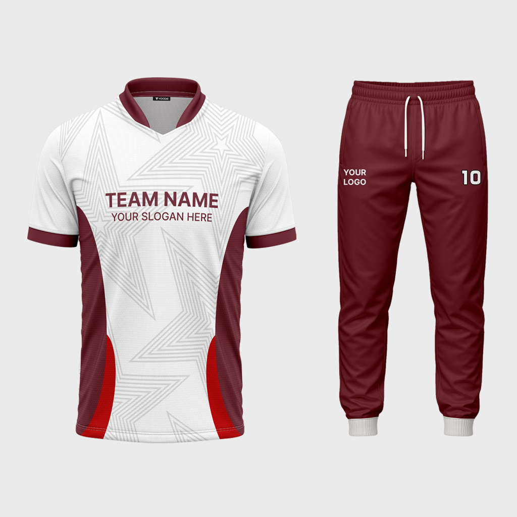 AOP Men Mandarin Collar Set-in Half Sleeve Jersey + Track Pants 