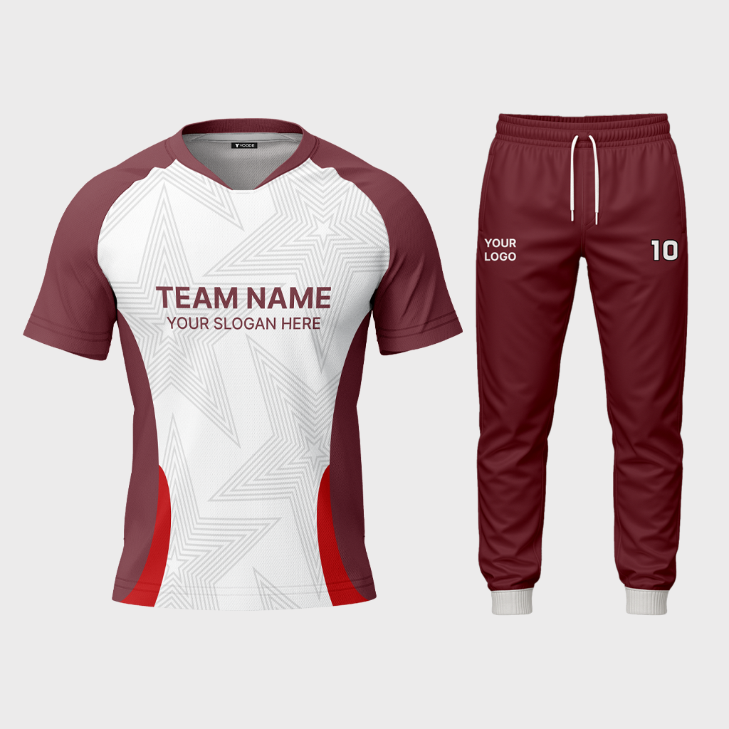 AOP Men Mandarin Collar Raglan Half Sleeve Jersey + Track Pants 