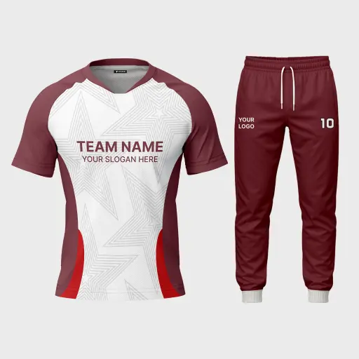 AOP Men Mandarin Collar Raglan Half Sleeve Jersey + Track Pants 