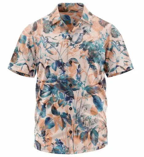 Coral Leaf Cuban Collar Shirt